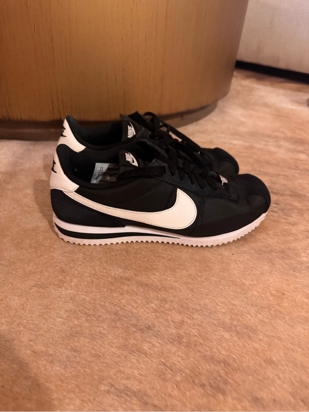 Nike Black and White Cortez Women's Athletic Shoes - Picture 2 of 4